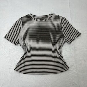 Cider Women's Striped Crop Top Size Small Short Sleeve Crew Neck